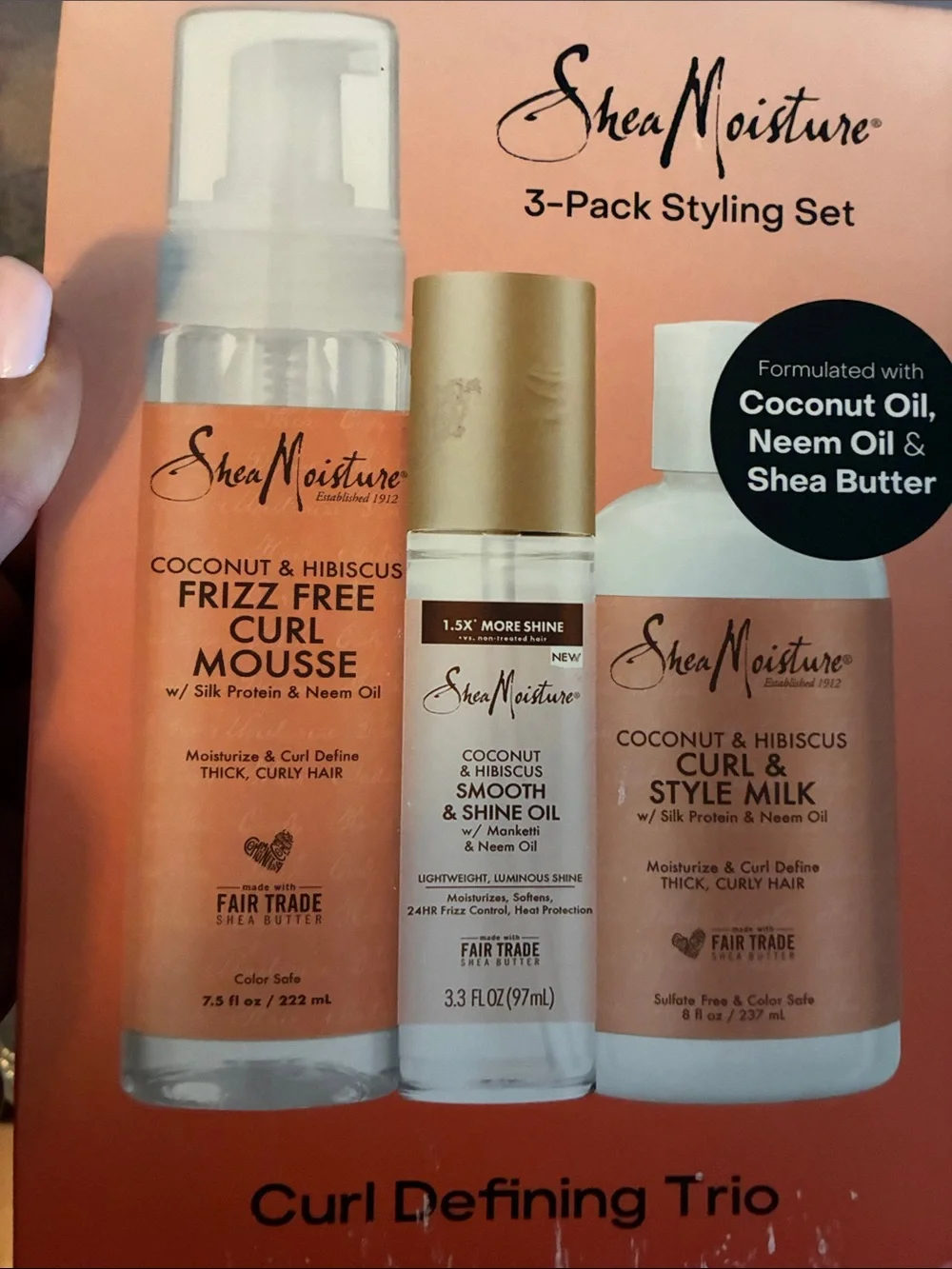 SheaMoisture Coconut & Hibiscus Curl Defining Trio - Coral, White, Gold